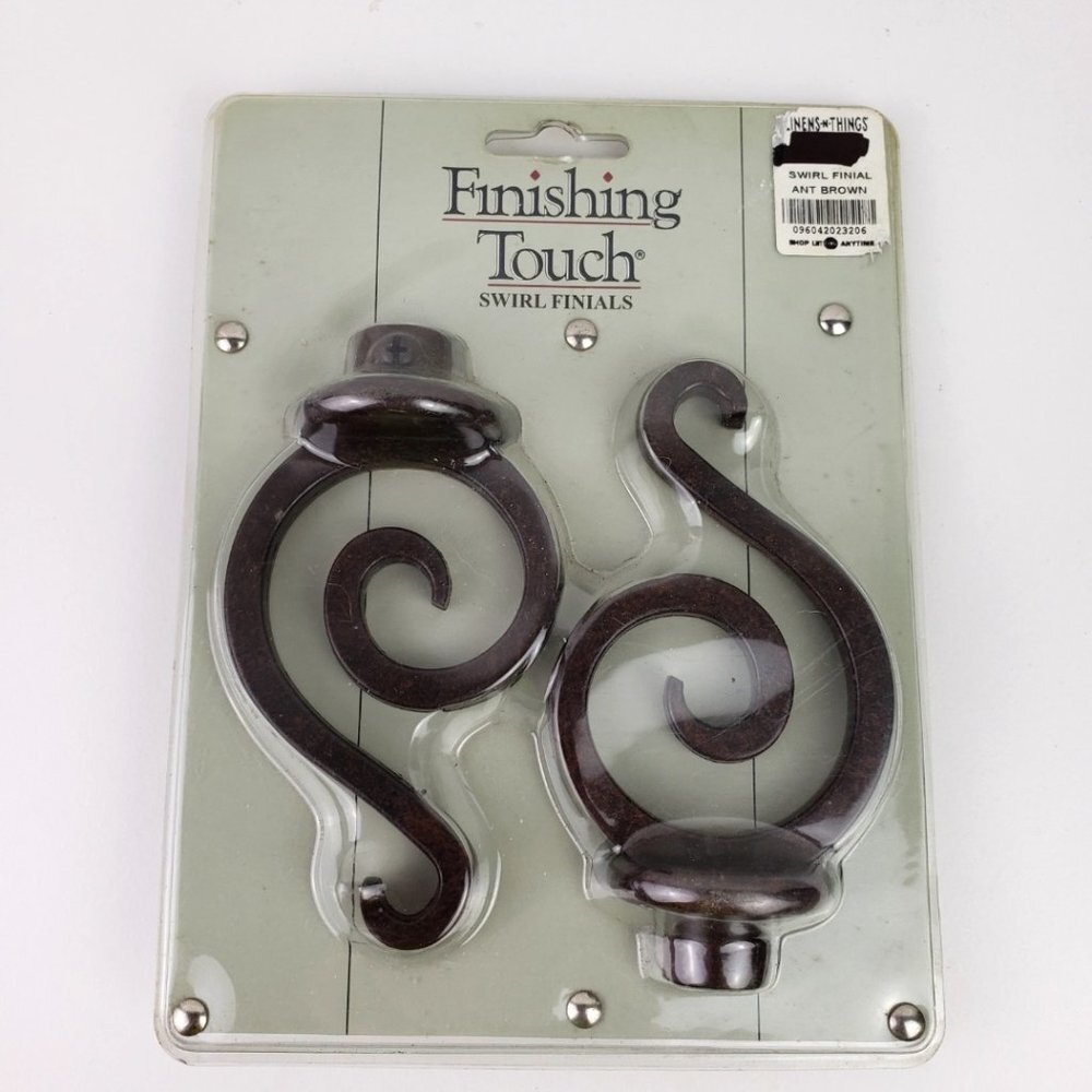 Finishing Touch Swirl Finials Ant Brown Metal NWT